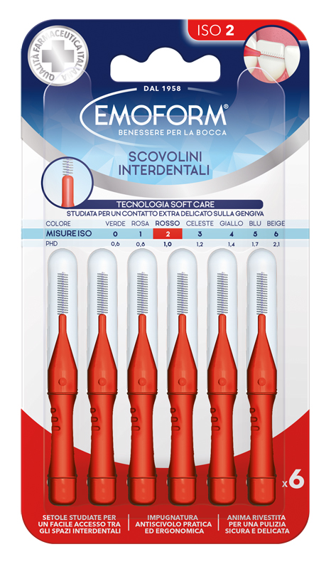 Polifarma Rosso Scovolino Interdentale Emoform Iso 2 Cappuccio Incluso - Immagine 2