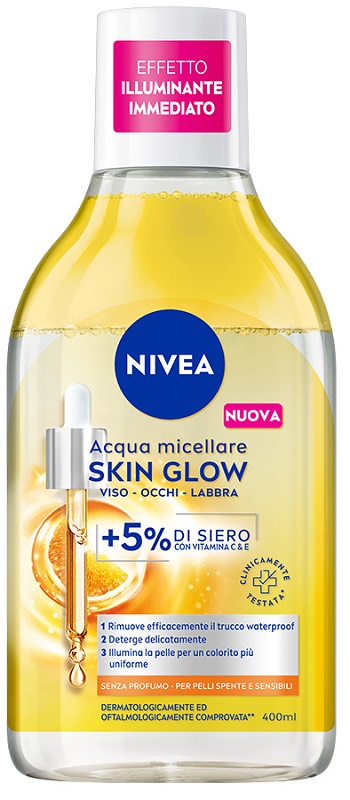 Nivea Acqua Micellare Skin Glow 400 Ml, Struccante Viso E Occhi Con 5% Siero + Aminoacid Complex Ml Detergente - Immagine 9