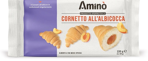 Nove Alpi Amino' Cornetto Albicocca Per Diete Ipoproteiche 4 Cornetti Da 55 G - Immagine 4