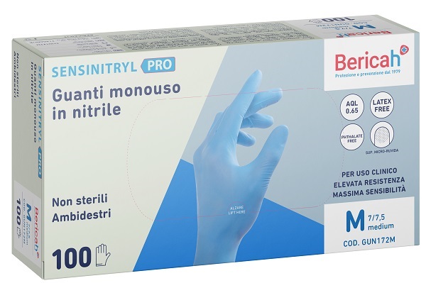 Bericah Guanto Monouso Sensinitryl Pro In Nitrile Medium 100 Pezzi - Immagine 5