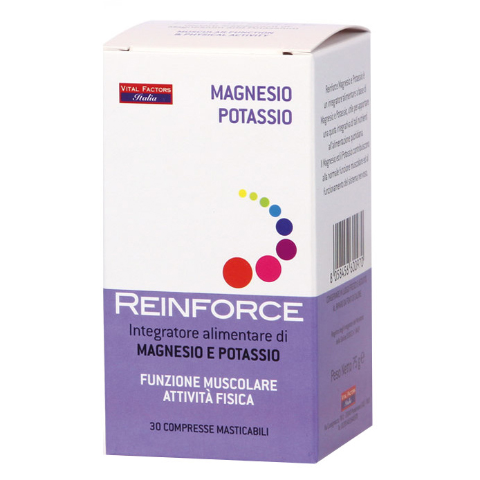 Vital Factors Reinforce Magnesio + Potassio Per Funzione Muscolare 30 Compresse Masticabili - Immagine 3