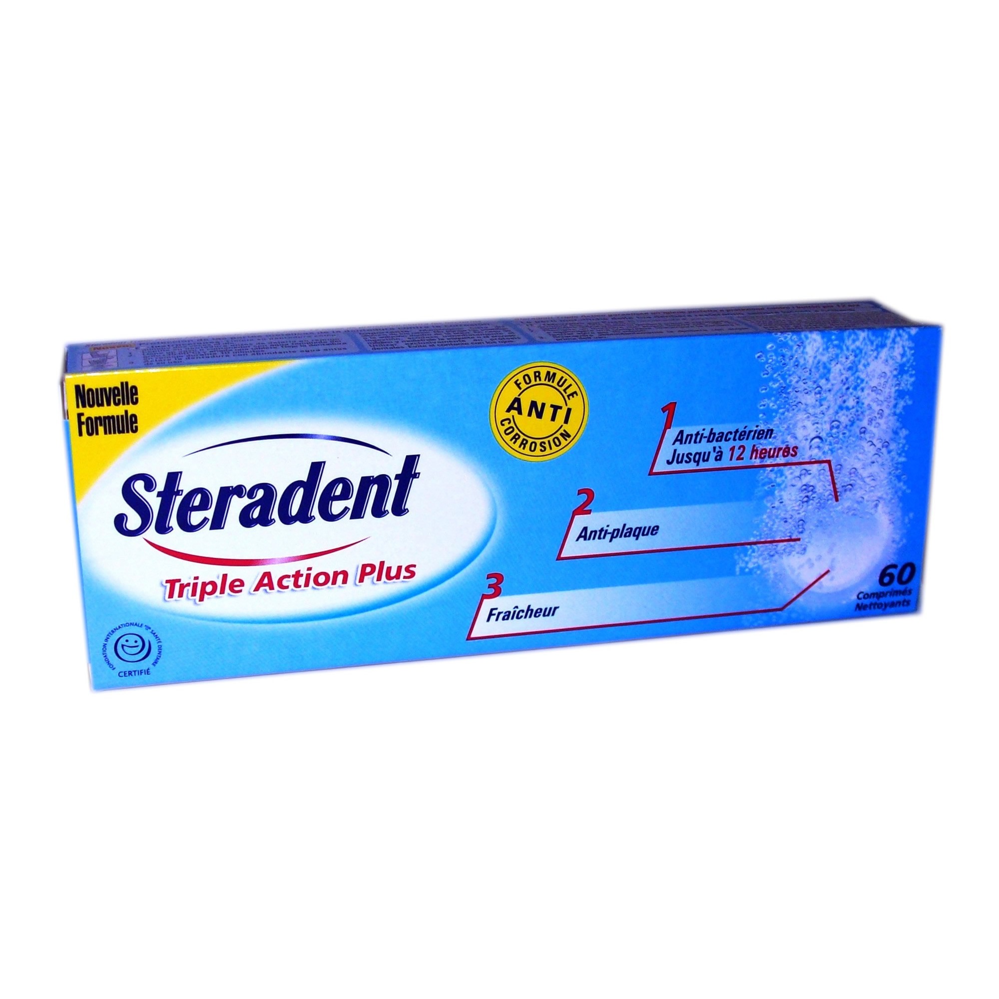 Steradent Triple Action Plus Pulizia Dentiera 60 Compresse Effervescenti - Immagine 8