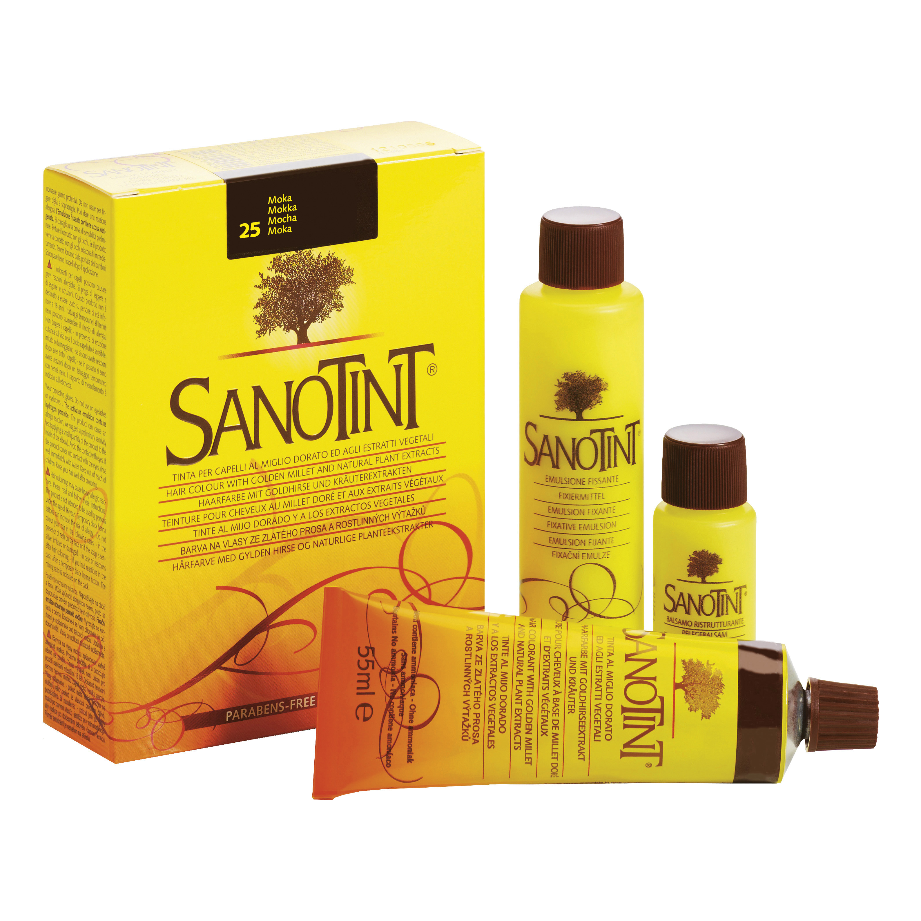 SANOTINT Tinta Per Capelli Colorazione Permanente Senza Ammoniaca Classic N. 25 Colore Moka - Immagine 6