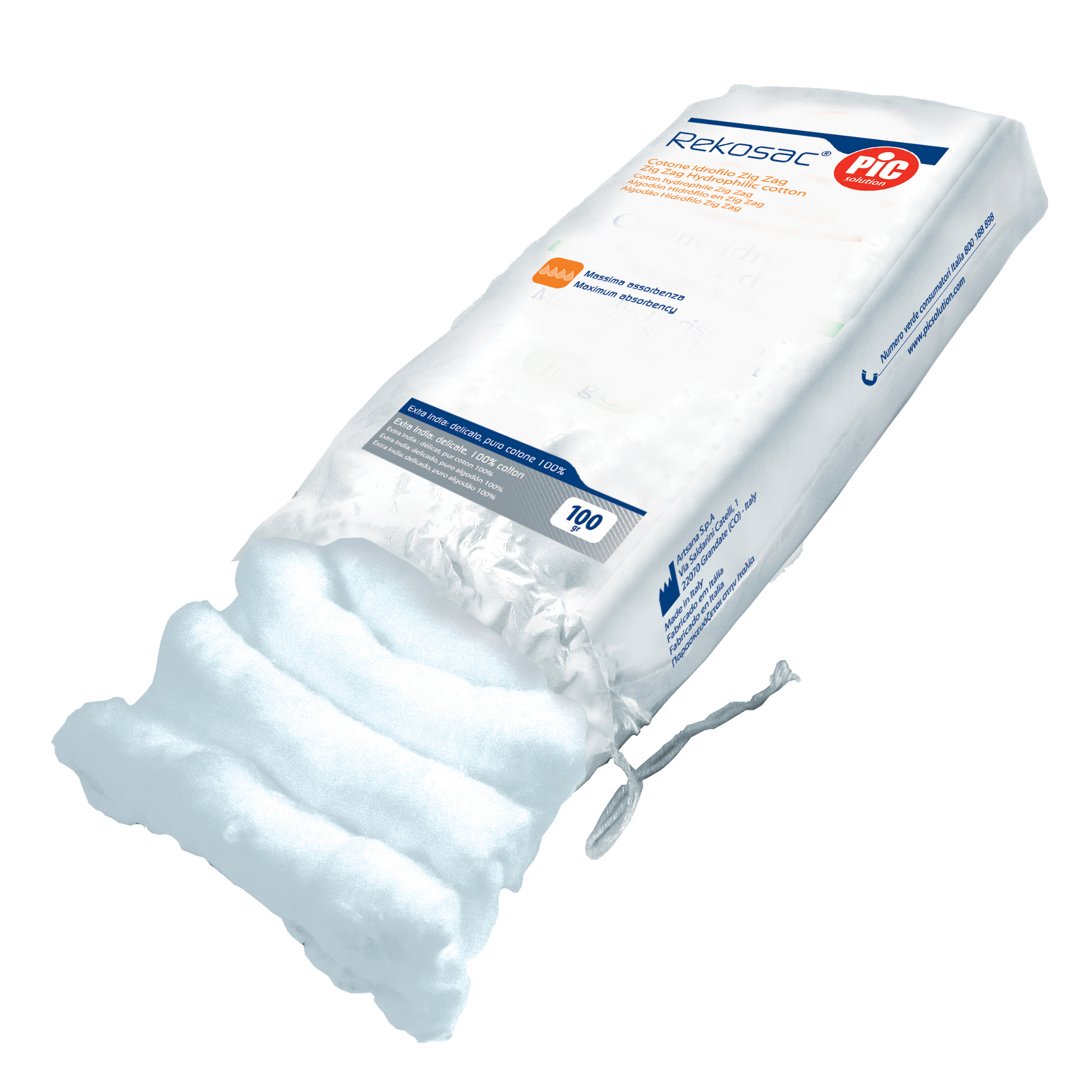 Artsana Pic Cotone Idrofilo Ovatta Zig Zag Rekosac 250 G - Immagine 6