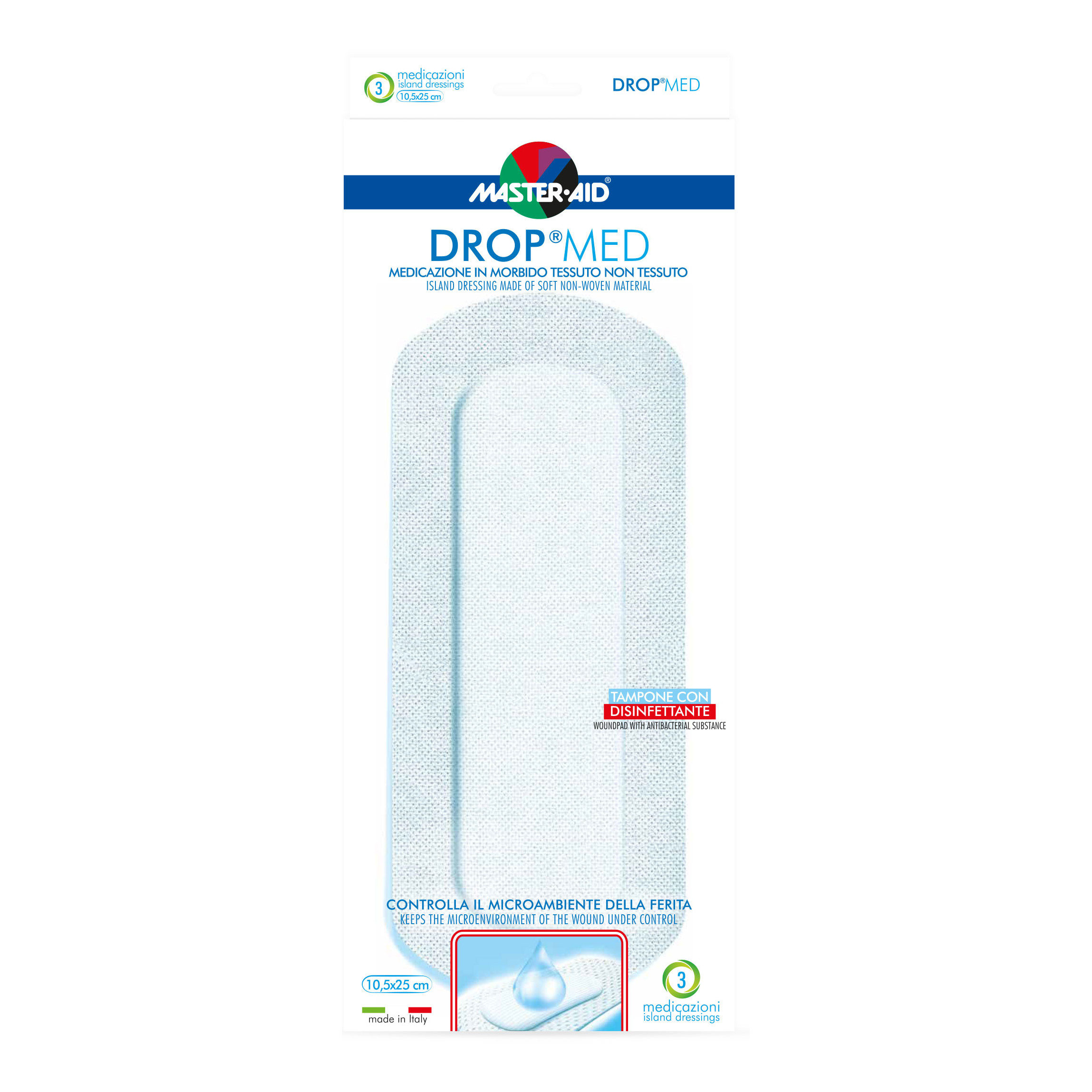 Master Aid Master-Aid Drop Med Medicazione Compressa Autoadesiva Dermoattiva 10,5X25 Cm 3 Pezzi - Immagine 8