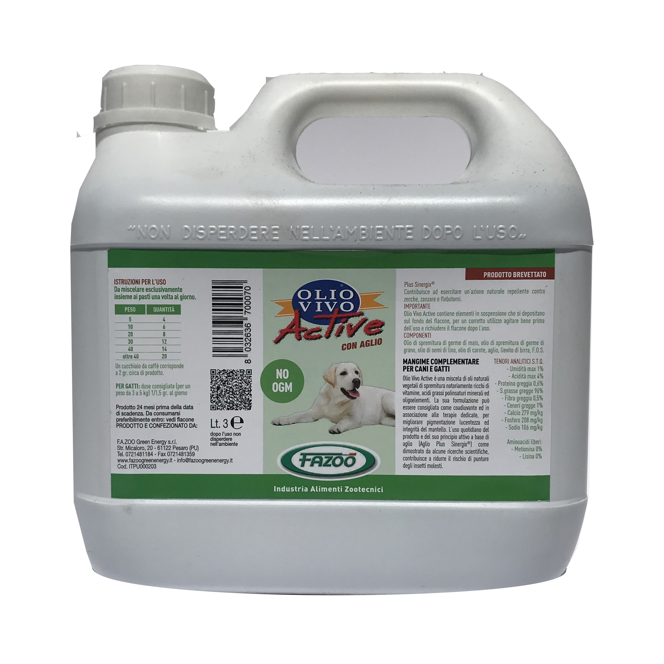 F.a.zoo Green Energy Srl Olio Vivo Cavalli 3 Litri - Immagine 4