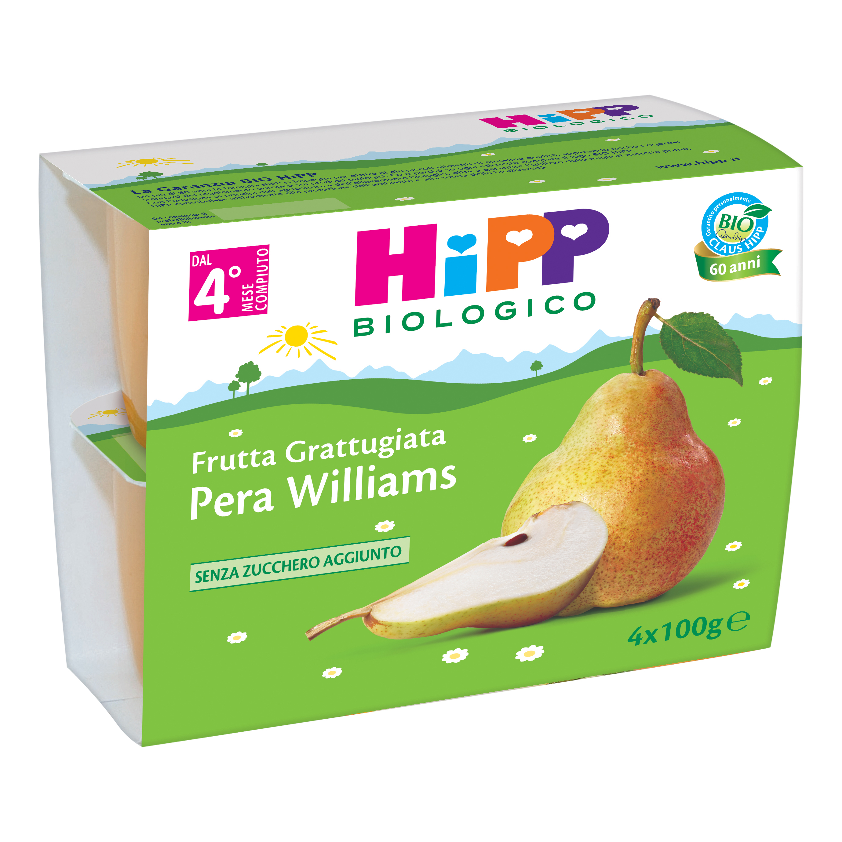 HiPP Frutta Grattugiata Pera Williams Bio 4x100g Bambini