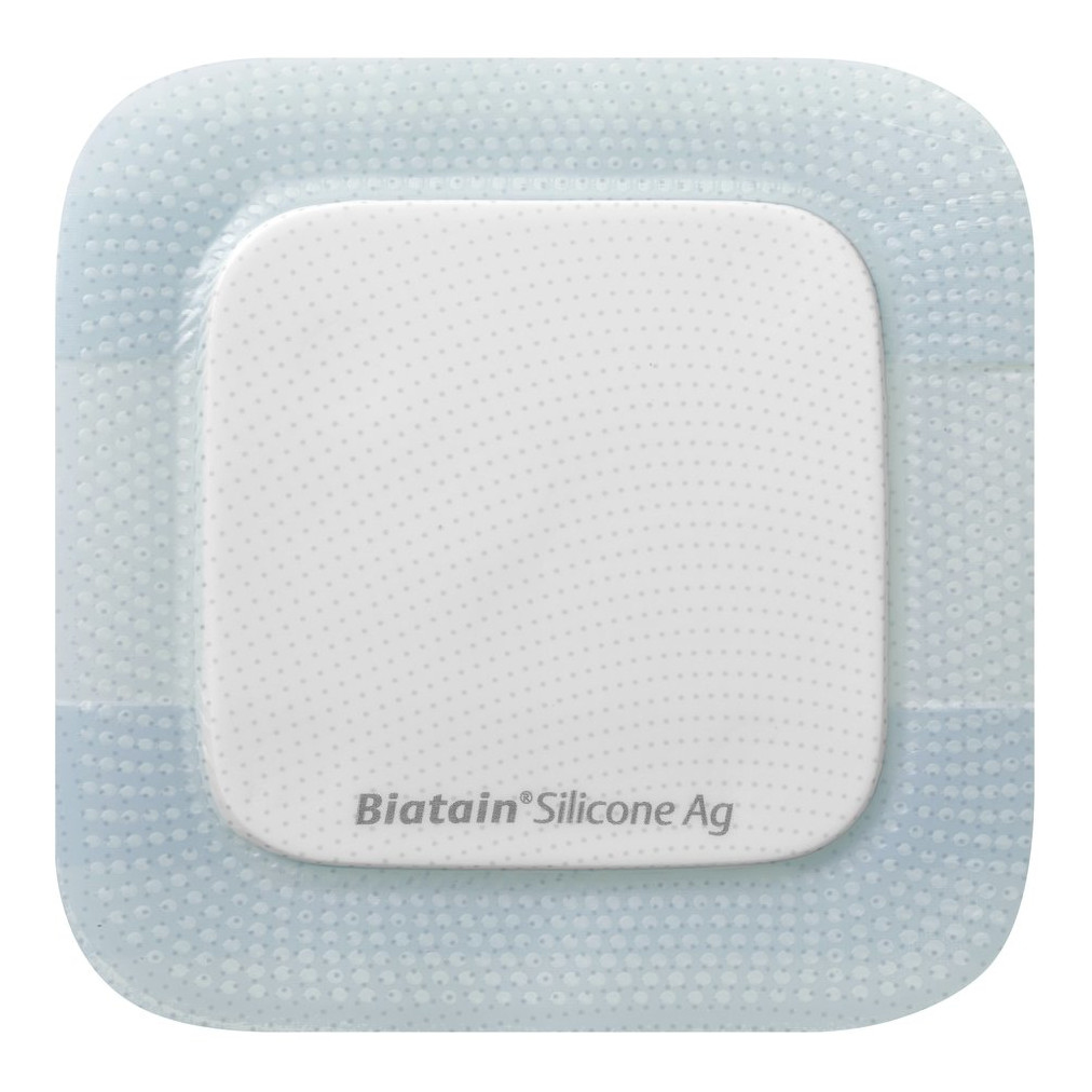 Coloplast Argento Medicazione Biatain In Schiuma Di Poliuretano A Rilascio Di Con Bordo Adesivo In Silicone 10 X10 Cm 5 Pezzi - Immagine 6