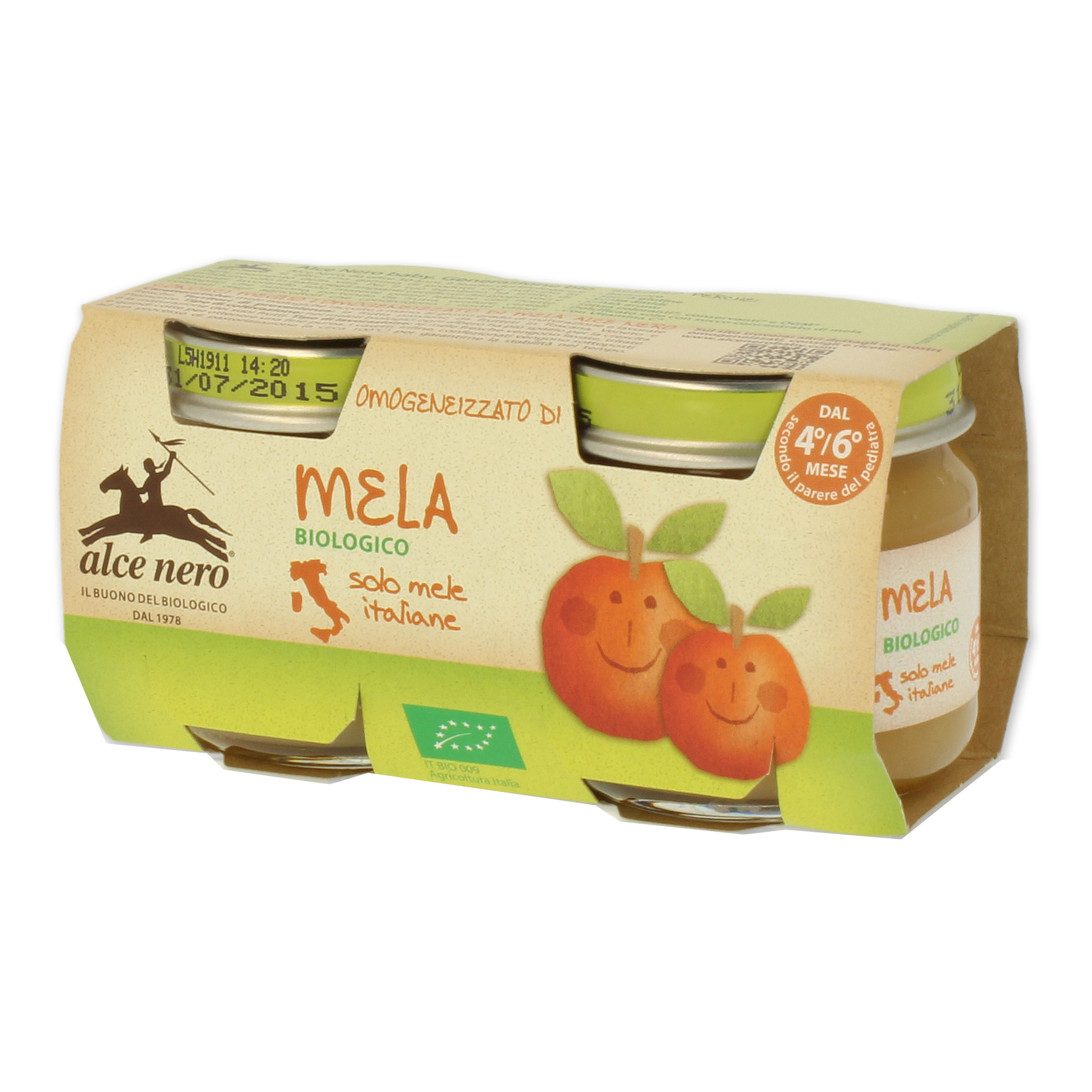 Alce Nero Nero Omogeneizzato Di Mela Baby Food Bio 2 X 80 G - Immagine 3