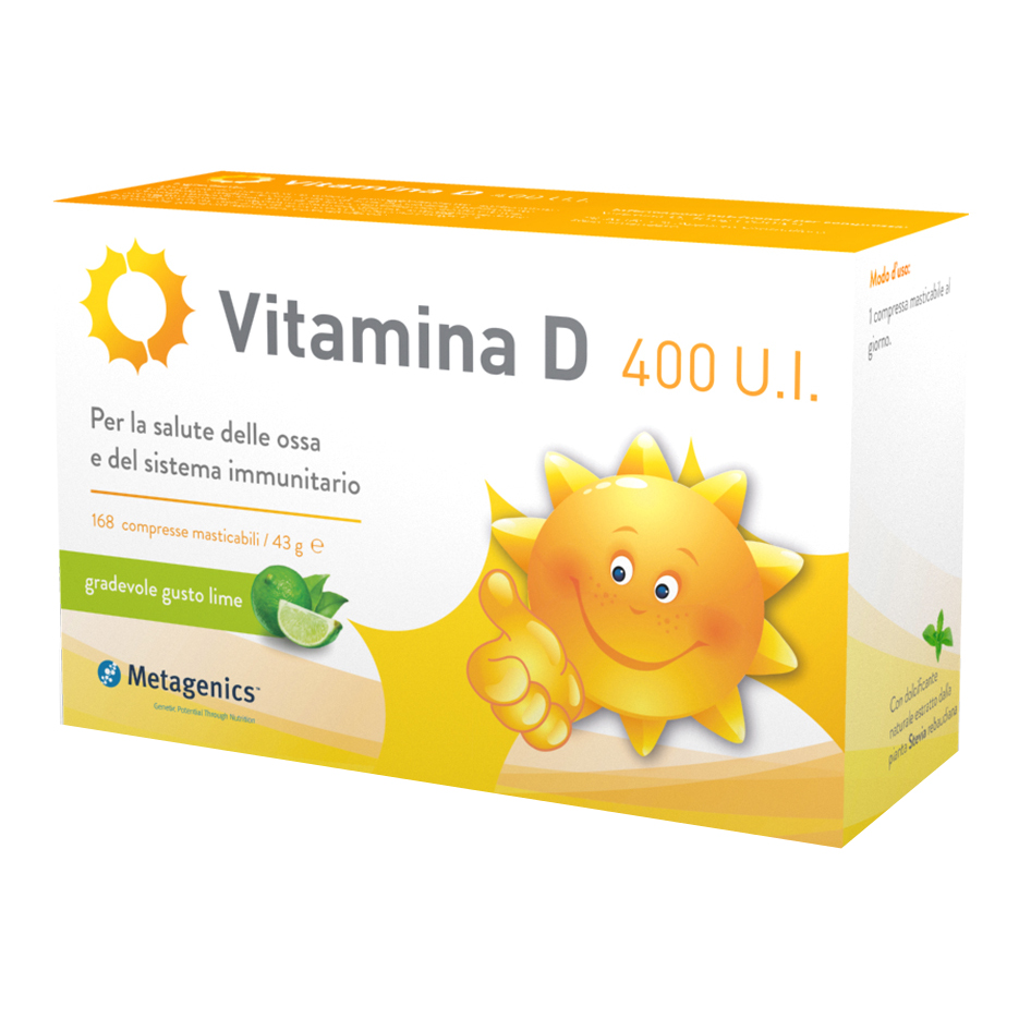 Vitamina D 400 UI 84 Compresse Masticabili Gusto Lime - Integratore Per Le Ossa - Immagine 7
