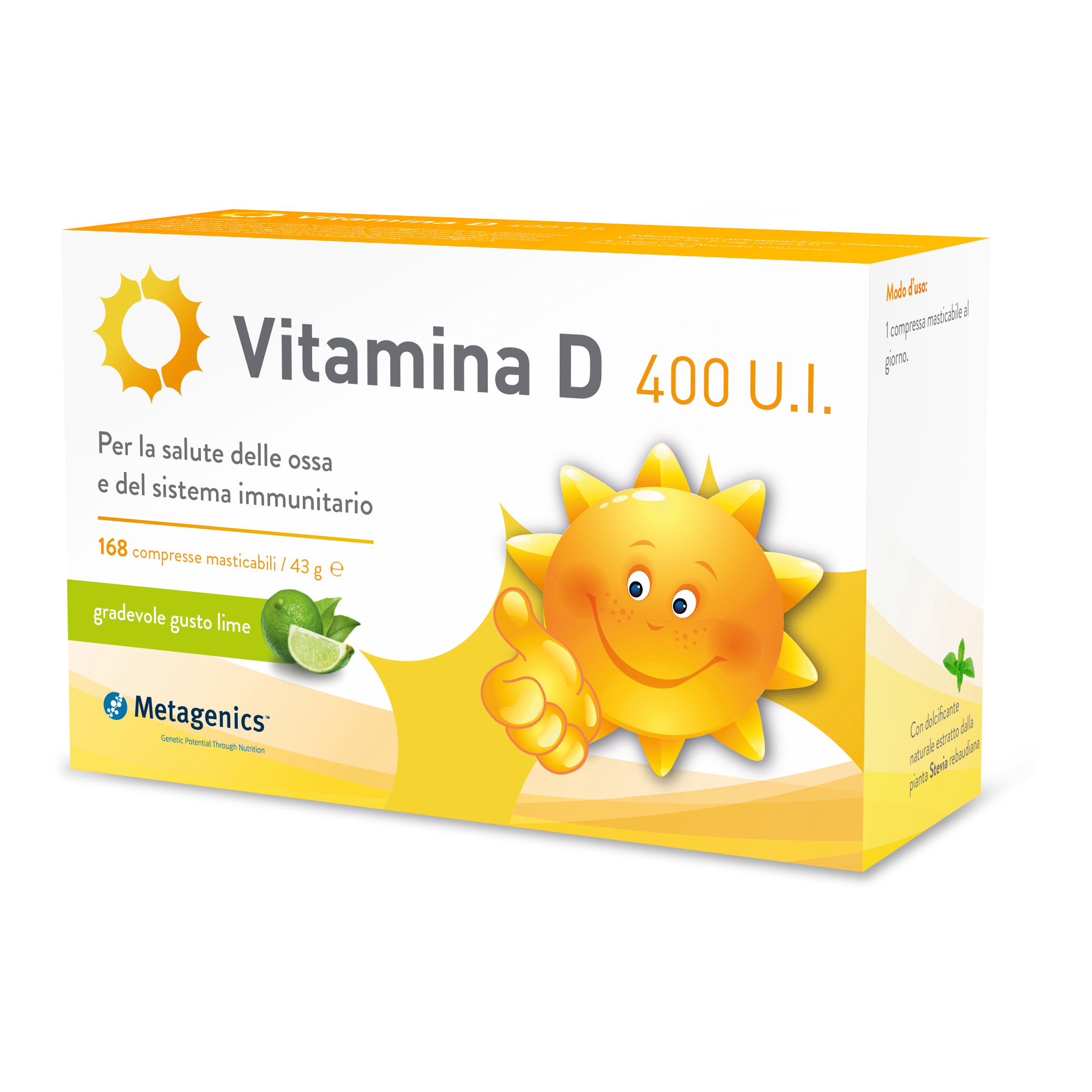Metagenics Vitamina D 400 U.i. Integratore Con Vitamina D Per Bambini 168 Compresse Masticabili - Immagine 4