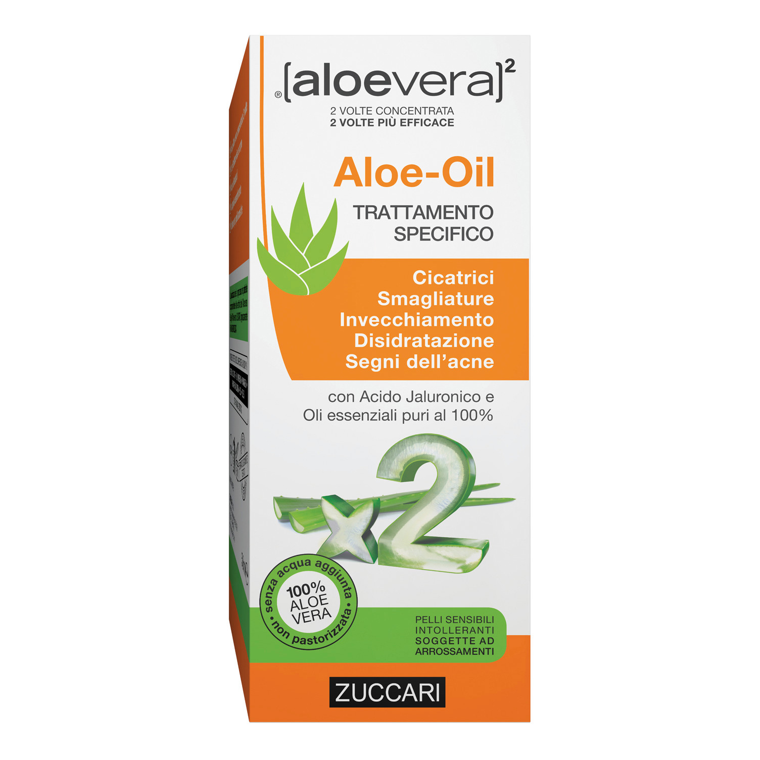 ZUCCARI ALOE VERA x2 -- 1x ALOE OIL 50ml - PREVIENE CICATRICI E SMAGLIATURE - Immagine 3