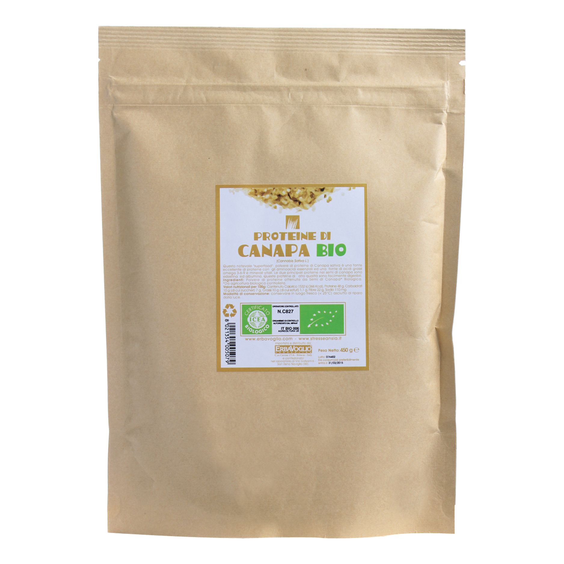 Proteine di Canapa Bio 450 gr - Integratore Proteico di Canapa - Immagine 3