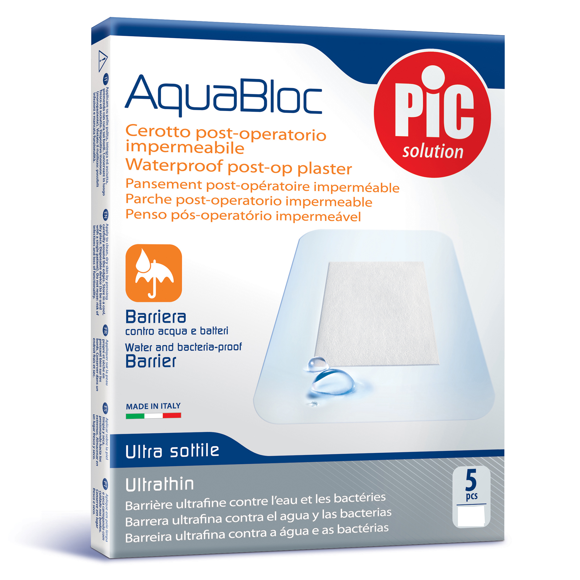 Pic Aquabloc 15x10cm 5pcs Striscia adesiva impermeabile sterile - Immagine 11