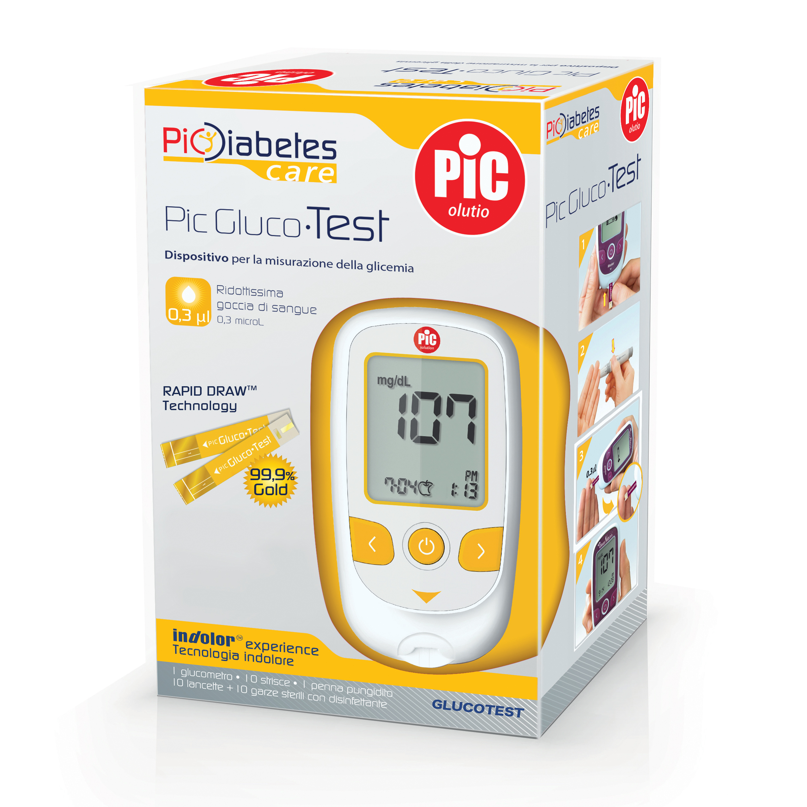 Pic Solution Oro/Chiaro Pic Glucotest Kit Glucometro - Immagine 6