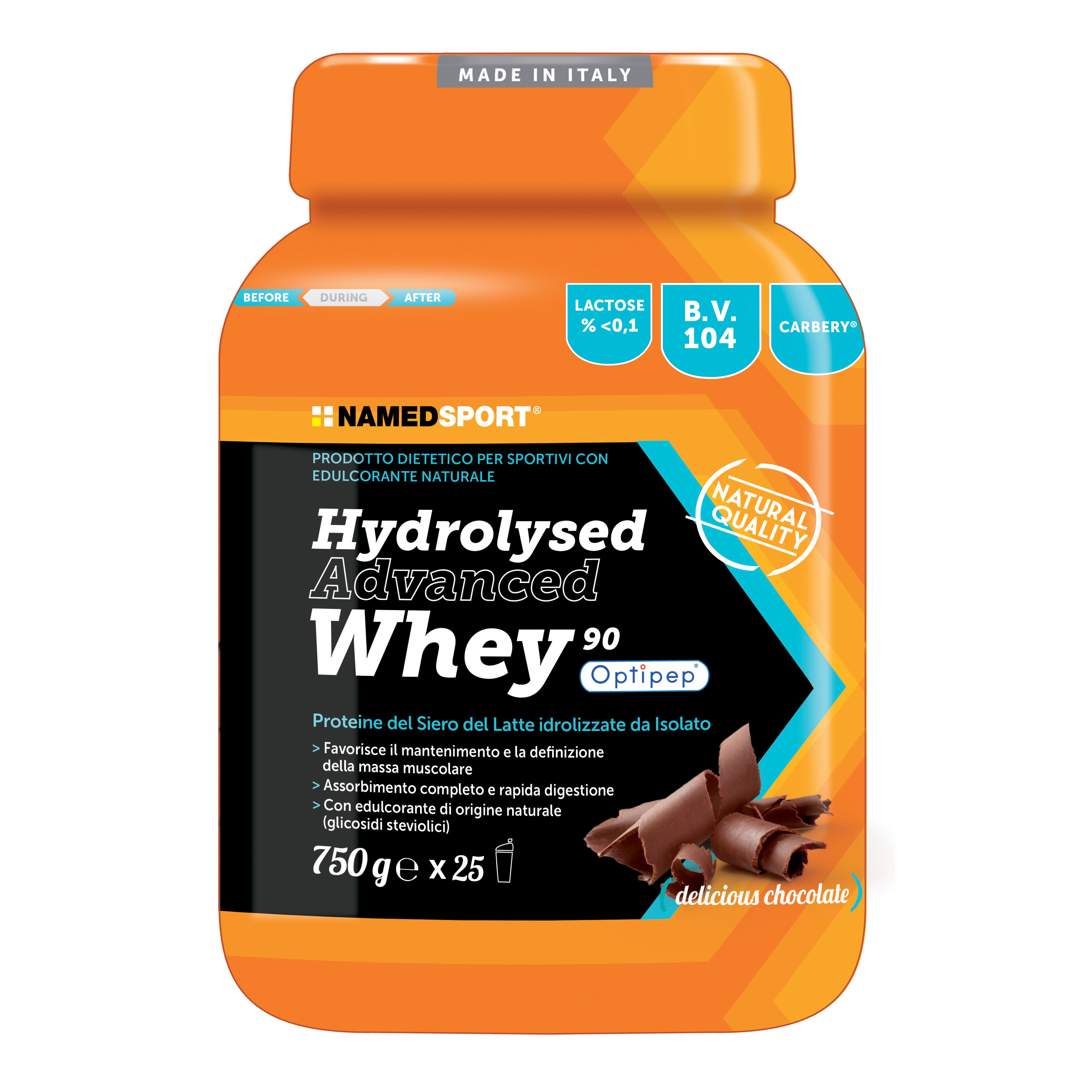 Named Sport Hydrolysed Advanced Whey Proteine Gusto Cioccolato E Mandorla 750 G Delicious Chocolate - Immagine 4