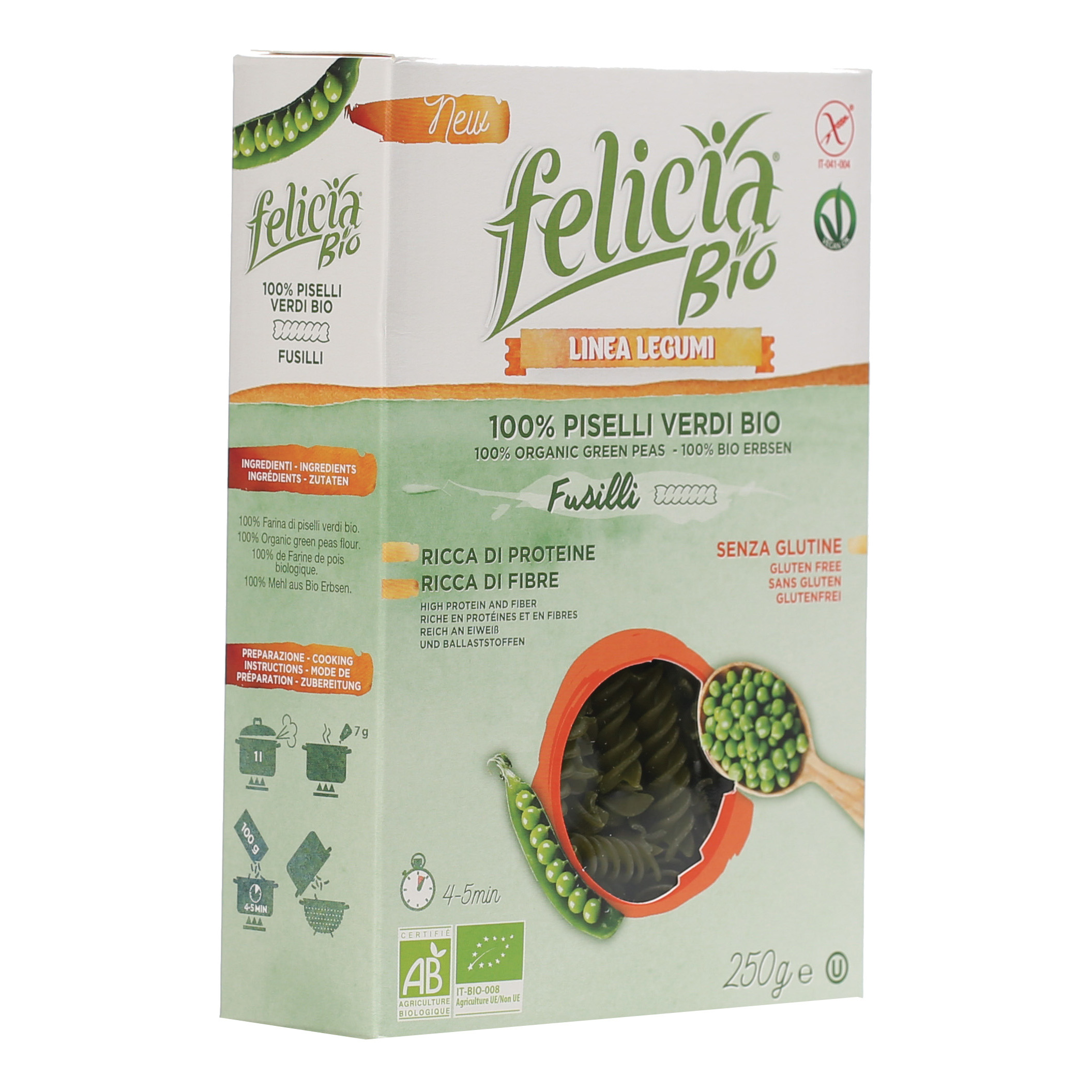 Felicia Verdi Bio Fusilli Piselli Per Dieta Senza Glutine 250 G - Immagine 5