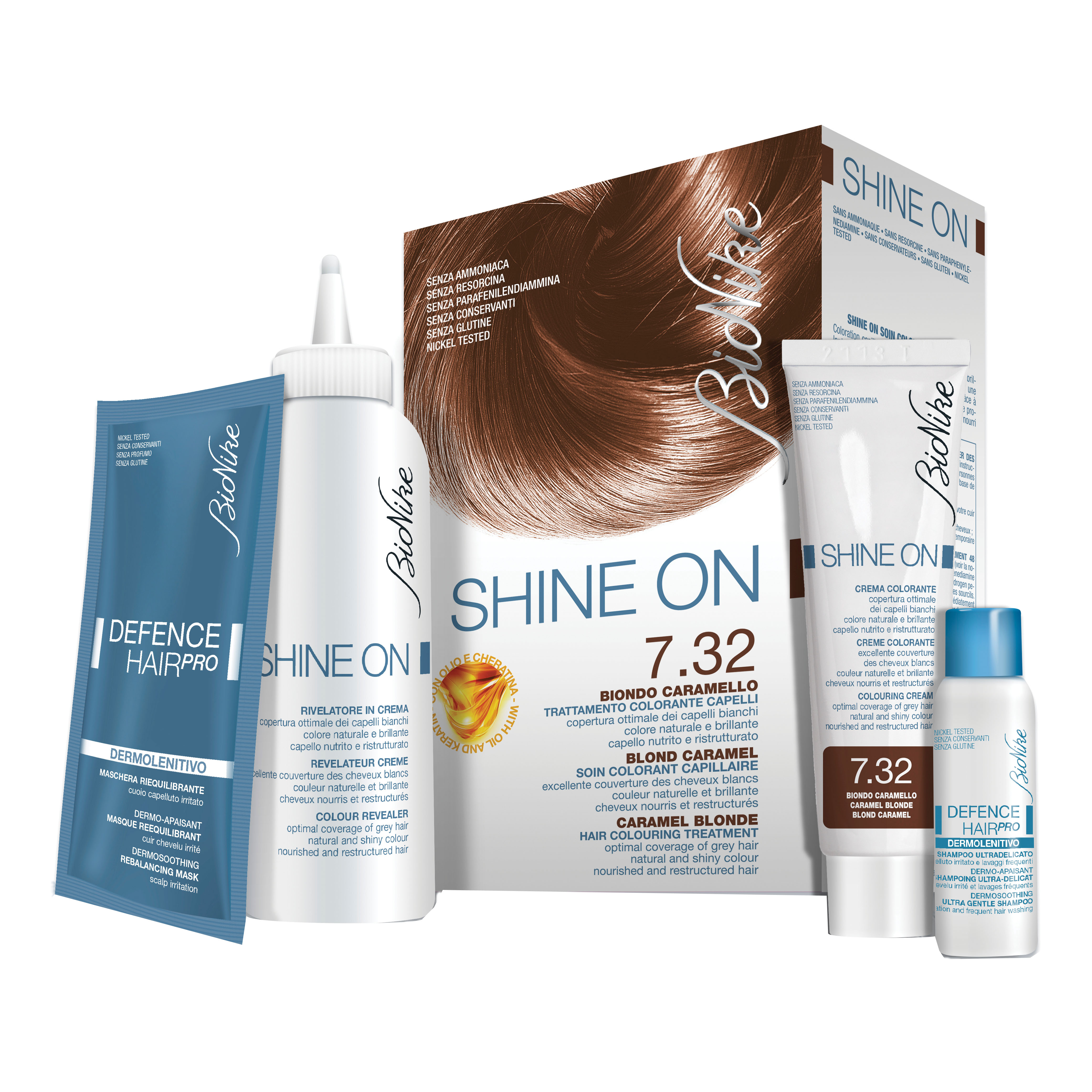 I.c.i.m. (Bionike) Internation Crema Shine On Tintura Capelli Colore Biondo Caramello 7.32 - Immagine 10