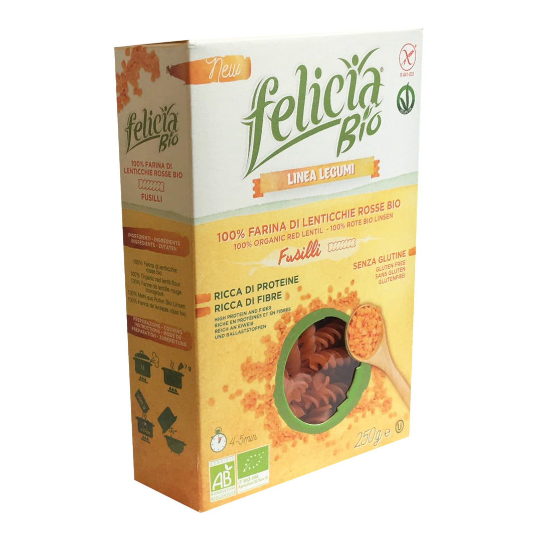 Felicia Rosse Bio Fusilli Di Lenticchie Per Alimentazione Equilibrata 250 G - Immagine 4