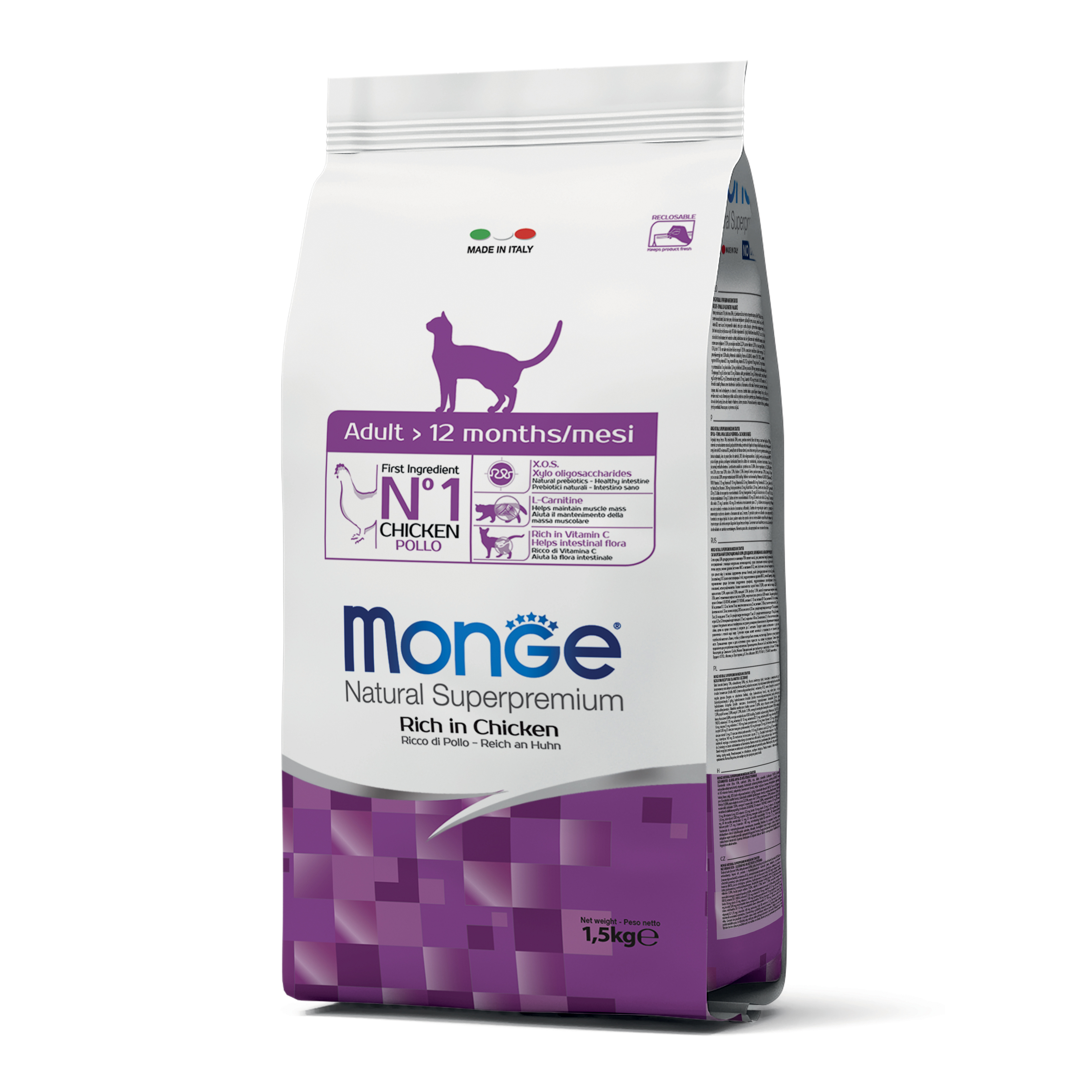 MONGE NATURAL SUPERPREMIUM ADULT RICCO IN POLLO 1,5 KG. - Immagine 3