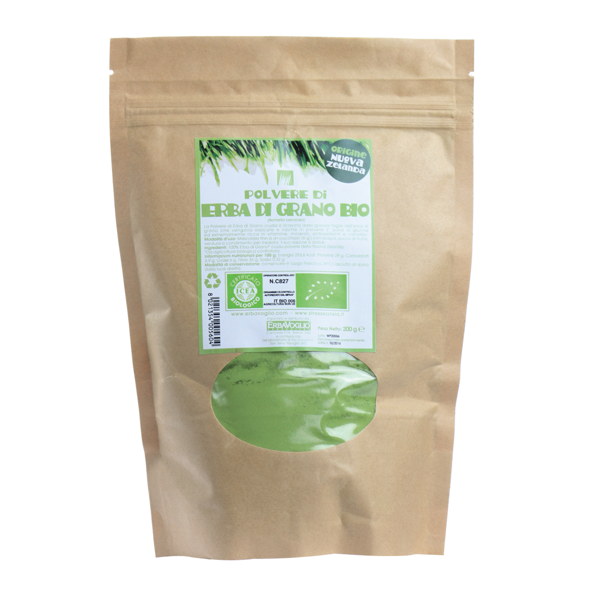 Erbavoglio Erba Di Orzo Nuova Zelanda Bio 200 G - Immagine 2