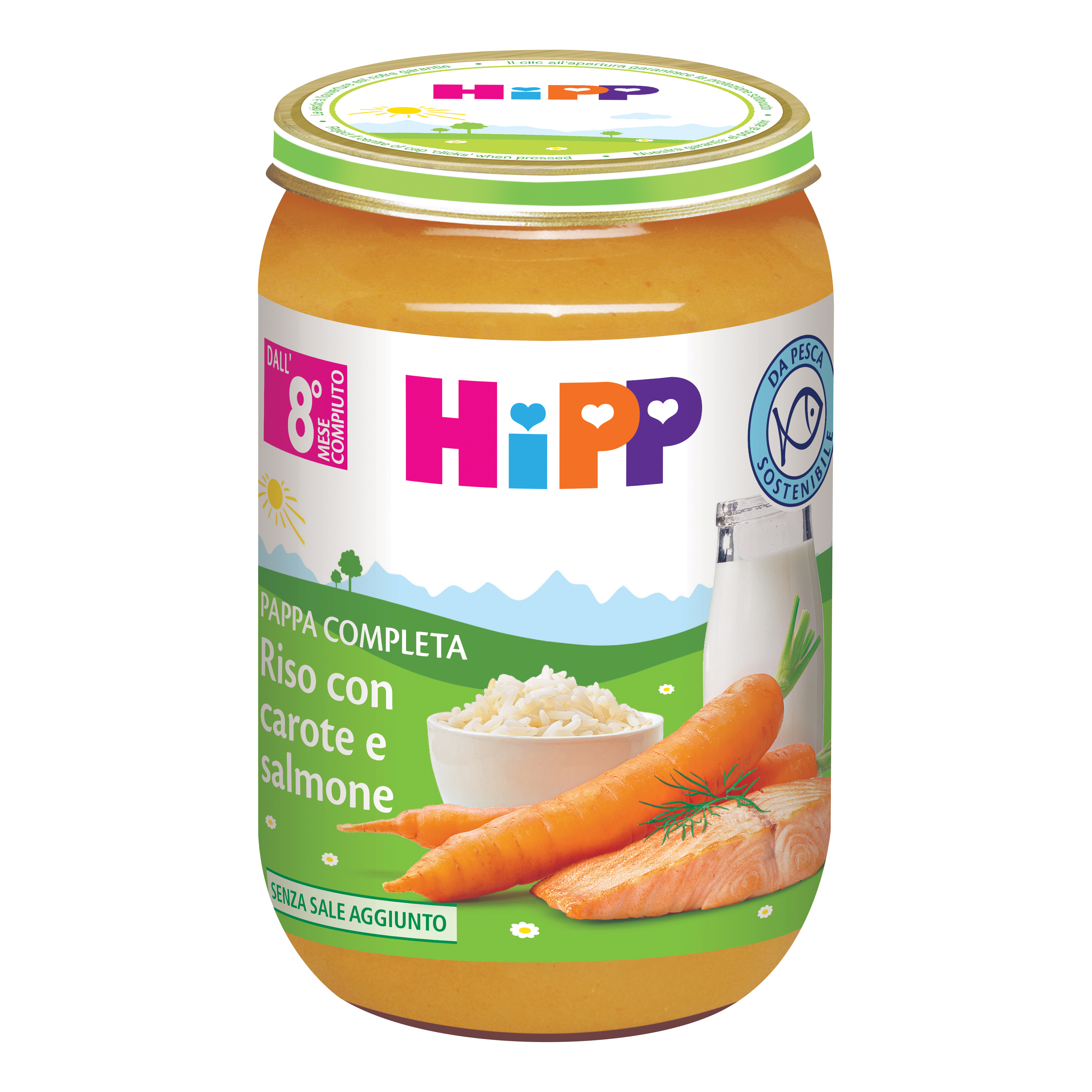 HiPP Pappa Pronta Riso Carote E Salmone 220g Per Bambini