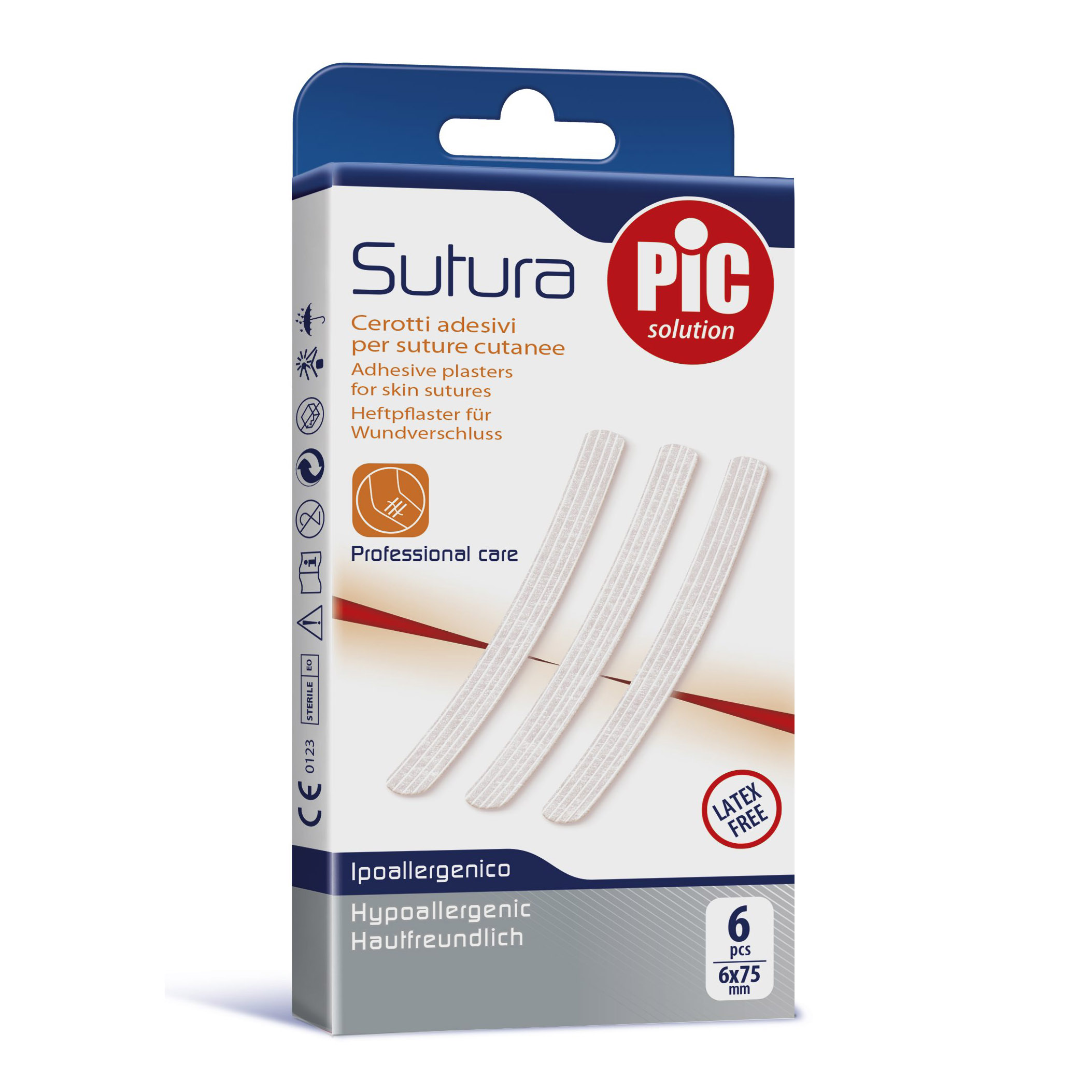 Pic Cerotti Sterili Sutura - 6 Cerotti Per Suture Cutanee 6 mm x 75 mm - Immagine 10