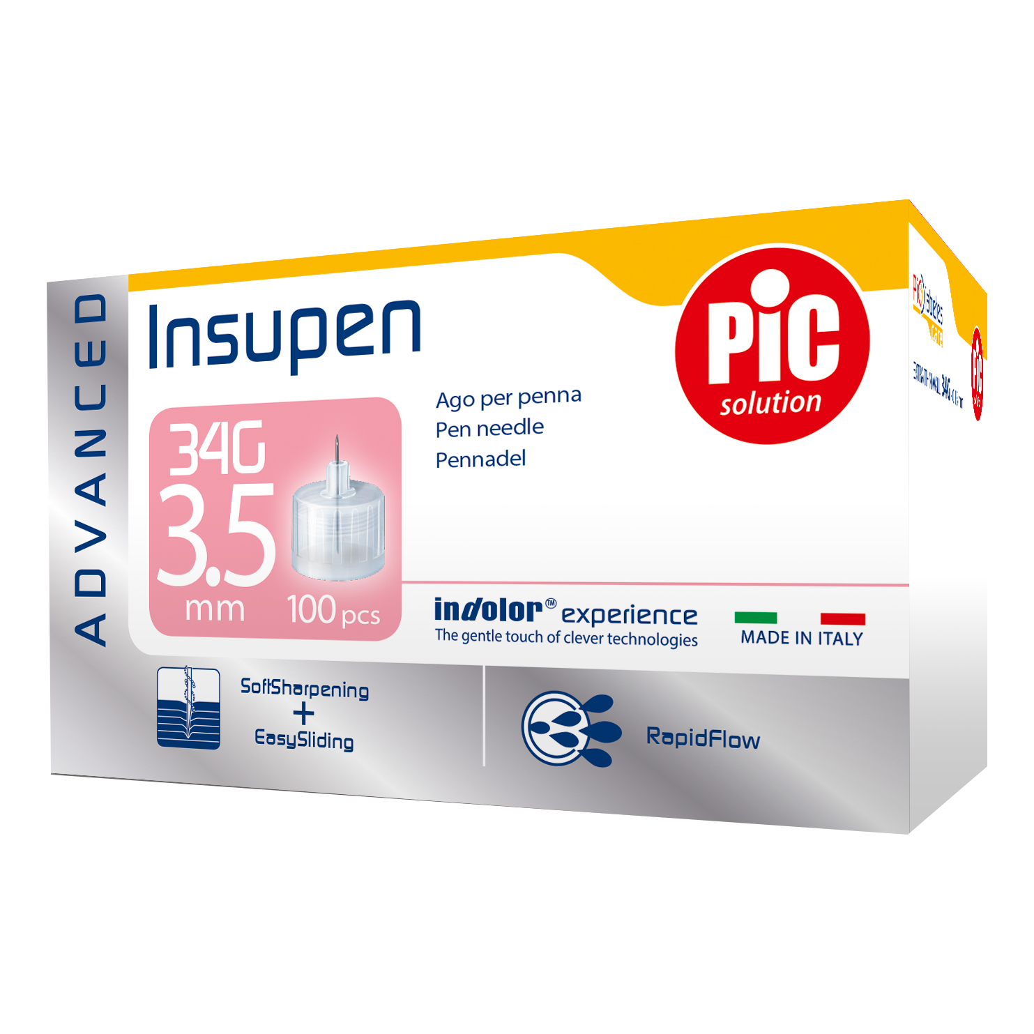 Pic Insupen Advanced - 100 Aghi Per Penna Da Insulina 34G (3,5 mm) - Immagine 6