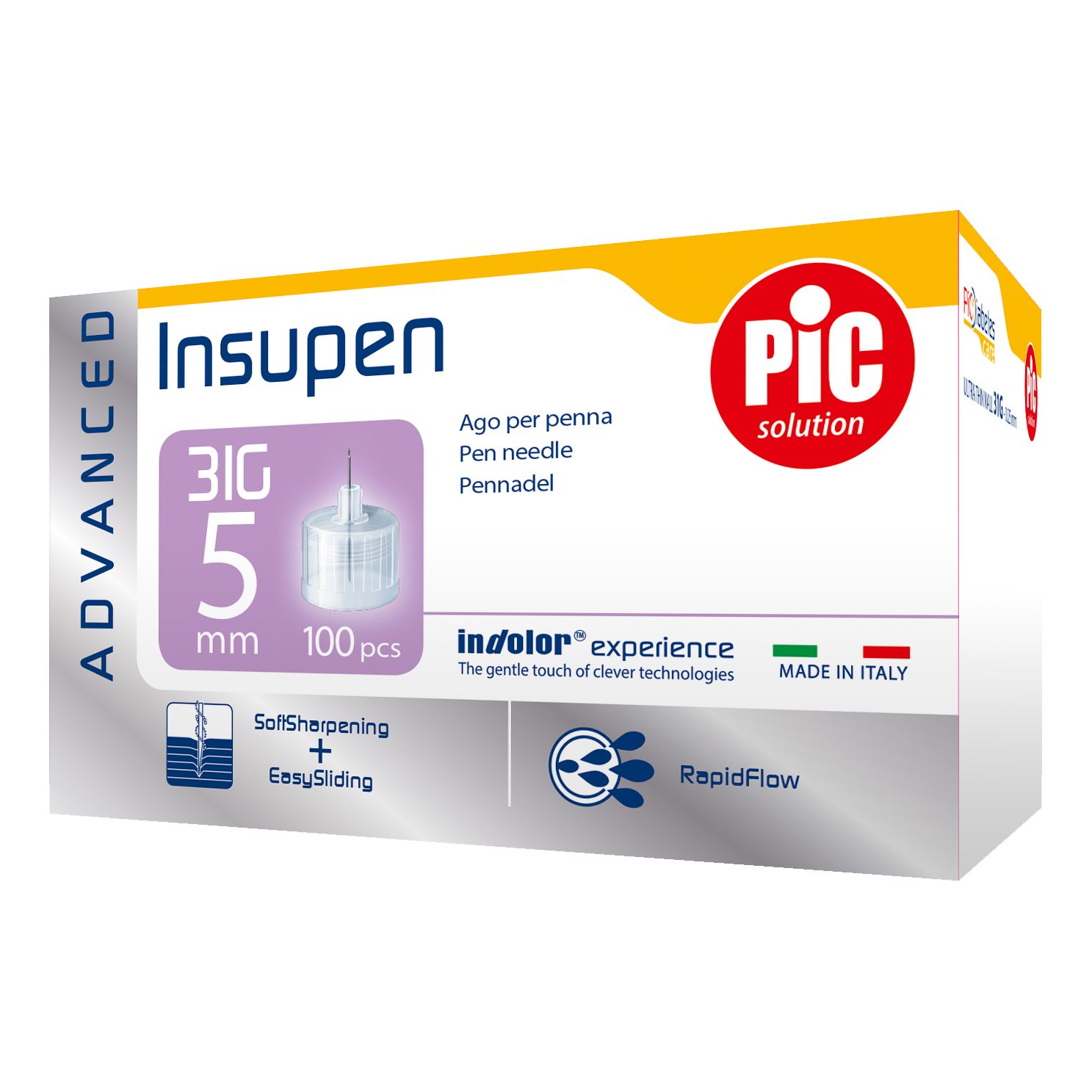 Pic Insupen Advance Ago Per Penna 31G 5 Mm 100 Pz Iniezione - Immagine 9