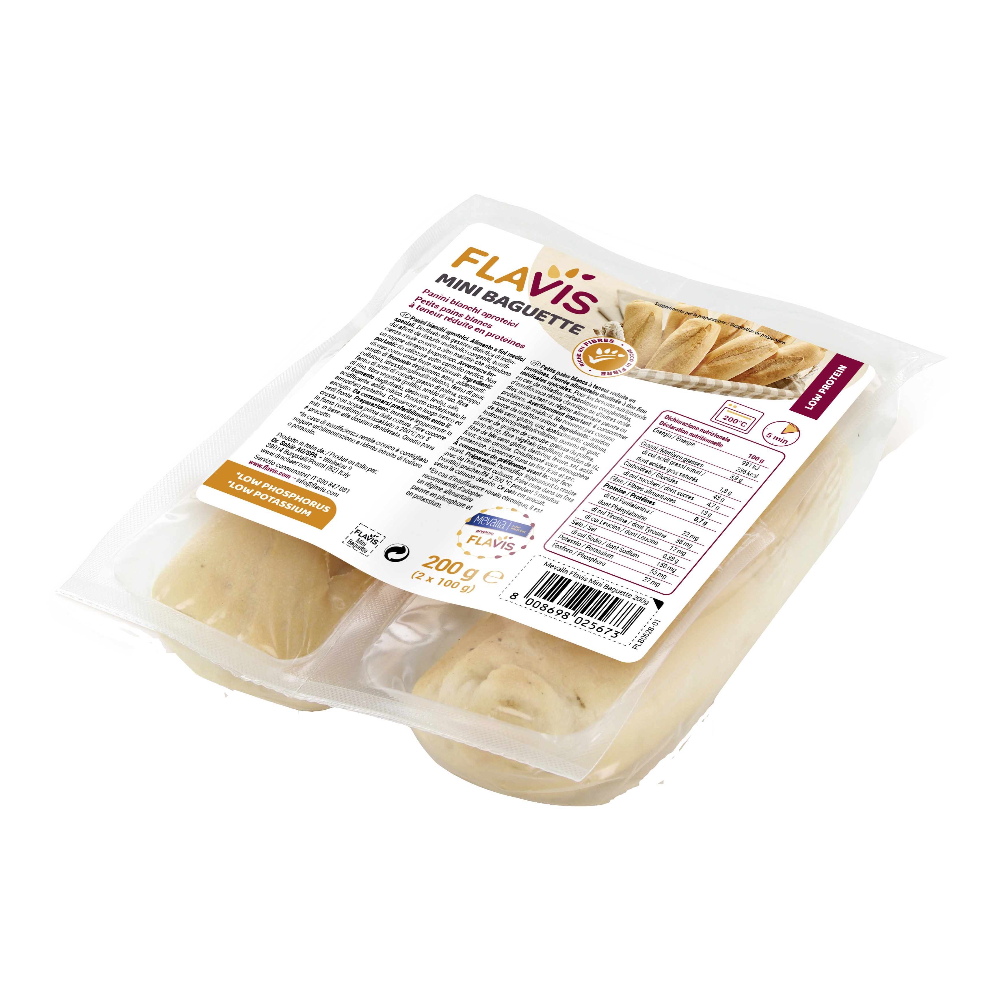 FLAVIS Mini Baguette - panini bianchi aproteici 200 g - Immagine 8
