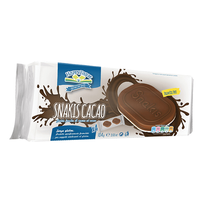 HAPPY FARM Snakis - Biscotti cialda ripieni di crema al cacao senza glutine 104 g - Immagine 5