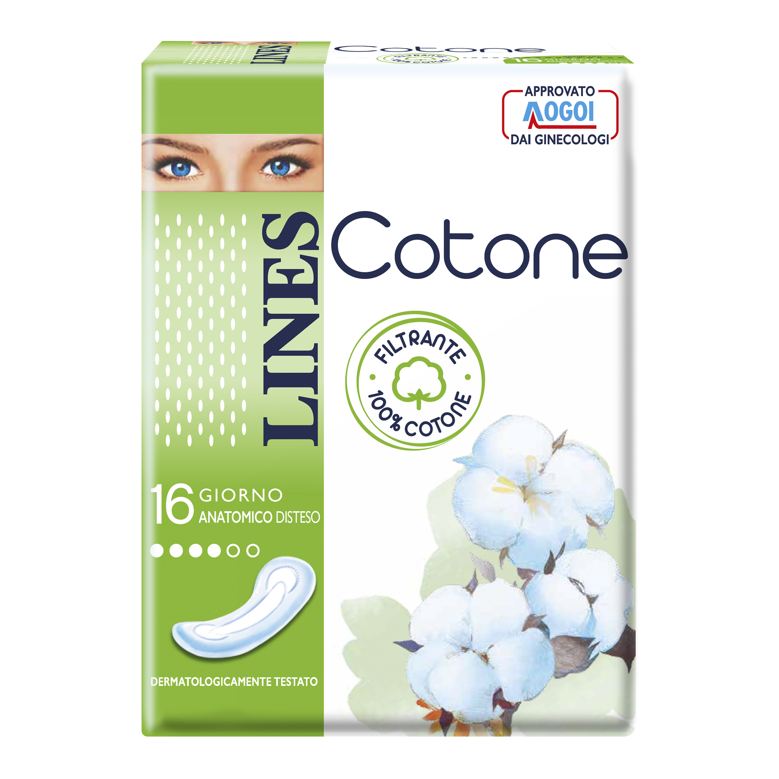 128pz LINES COTONE assorbenti giorno anatomici distesi 100% cotone - Immagine 6