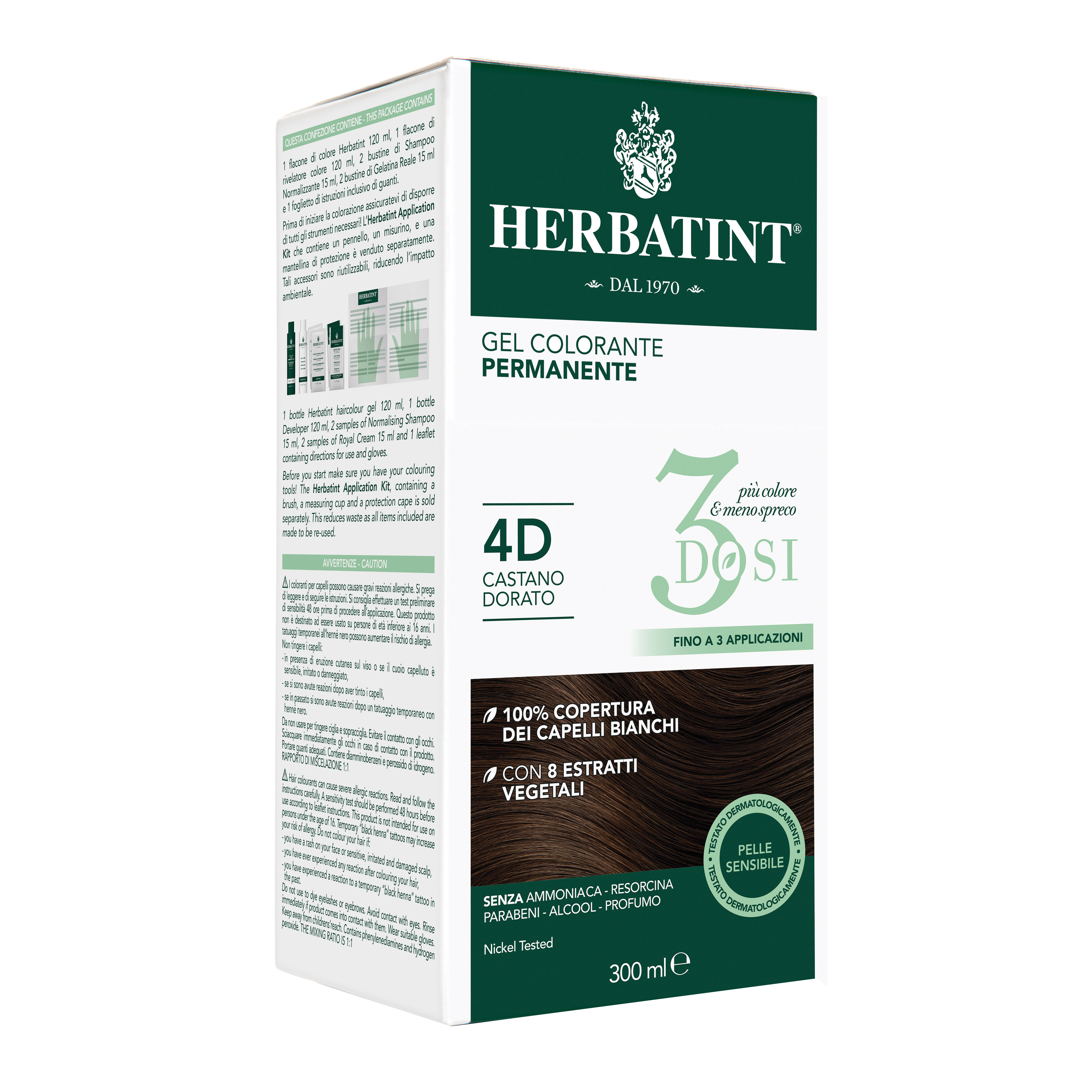 Herbatint Dorato 4D Castano Tinta Capelli Permanente 300Ml - Immagine 7