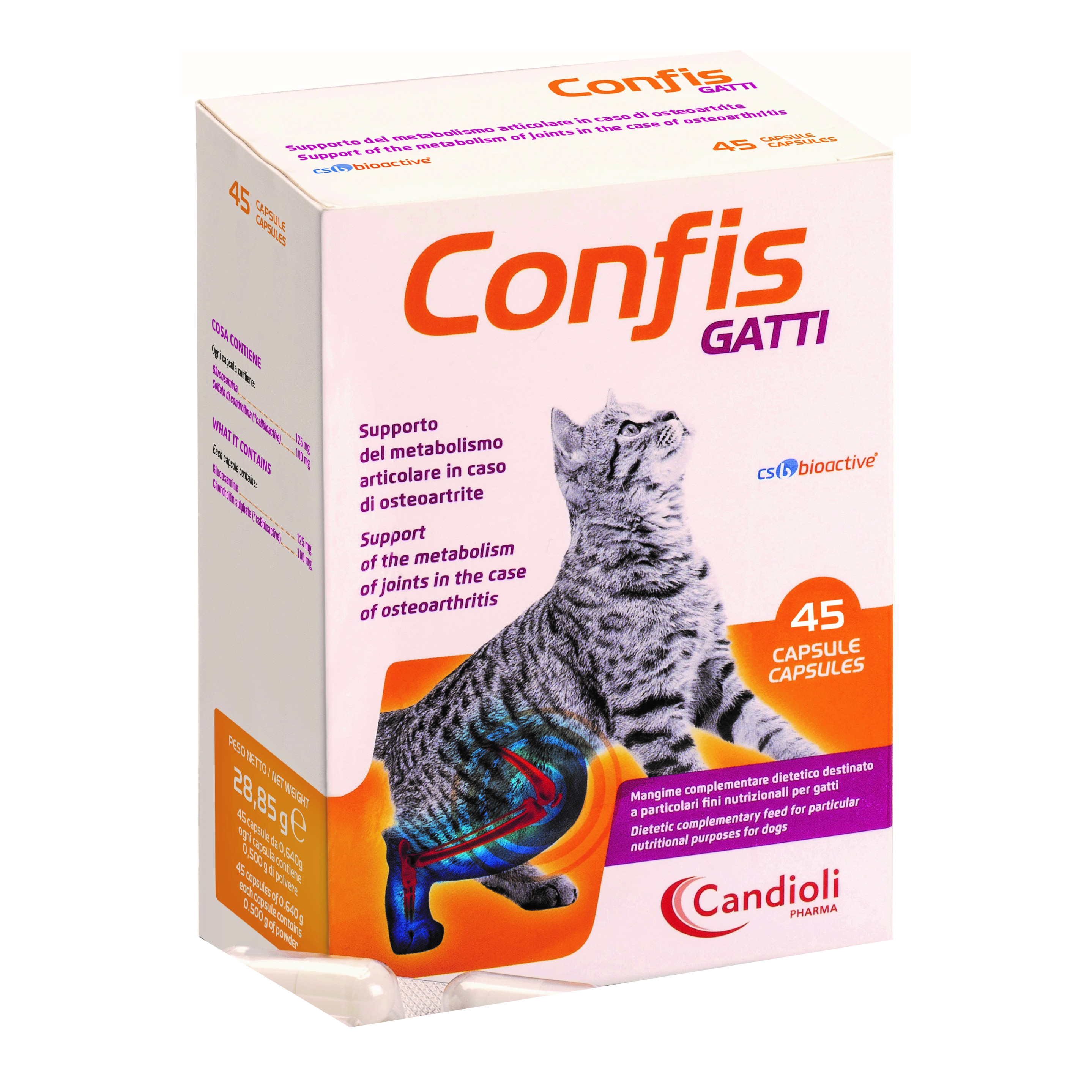 Confis Gatti Mangime Complementare per Articolazioni con Glucosamina e Condroitina 45 Capsule - Candioli - Immagine 4