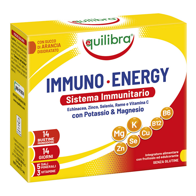 Equilibra Immuno Energy Potassio E Magnesio 14 Bustine - Integratore Immunostimolante - Immagine 2