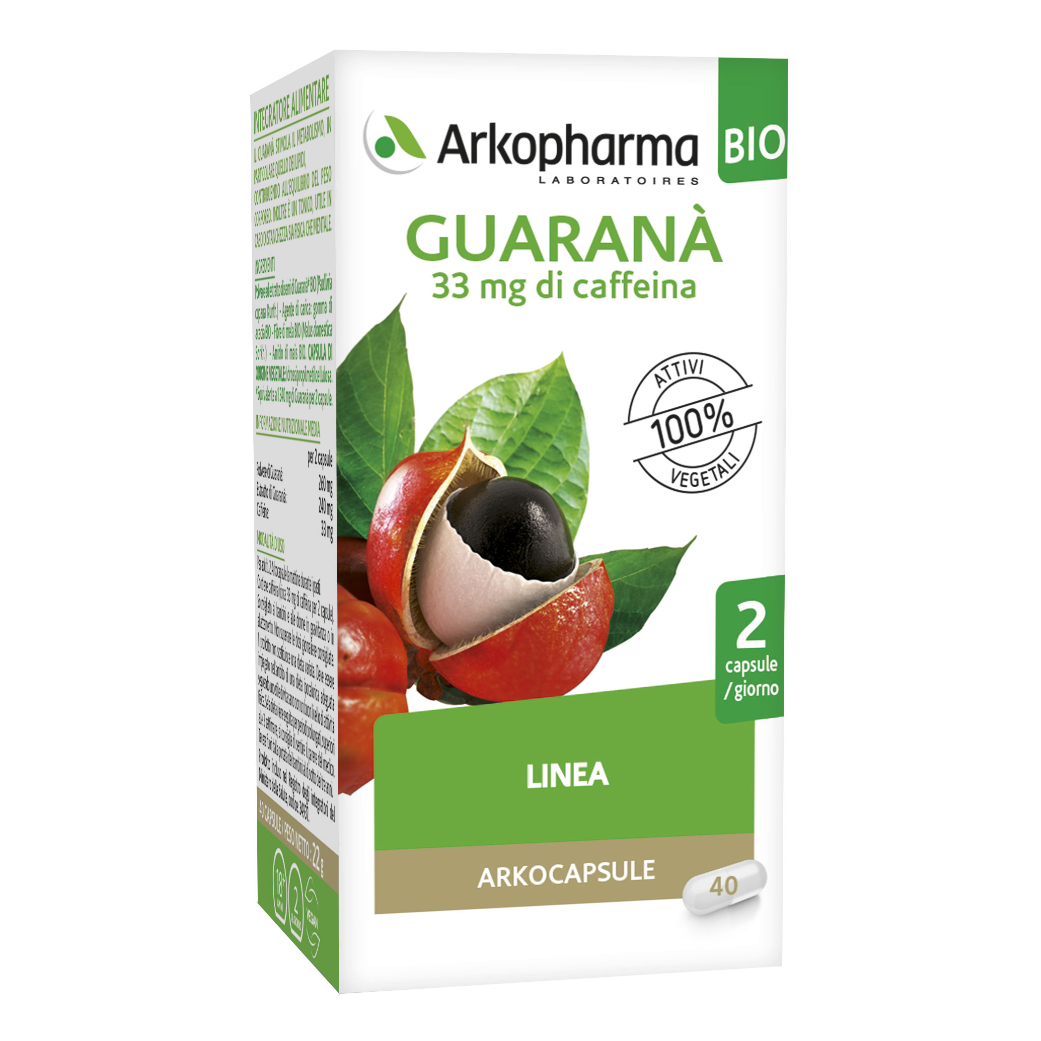 Arkofarm Arkocapsule Arkocapsule Guarana Bio 40 Capsule - Immagine 3