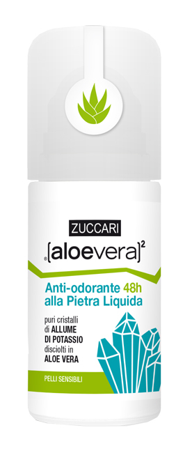 Aloevera2 Zuccari Verde Zuccari Aloe Vera 2 Anti-Odorante Alla Pietra Liquida Roll On 50Ml - Immagine 3