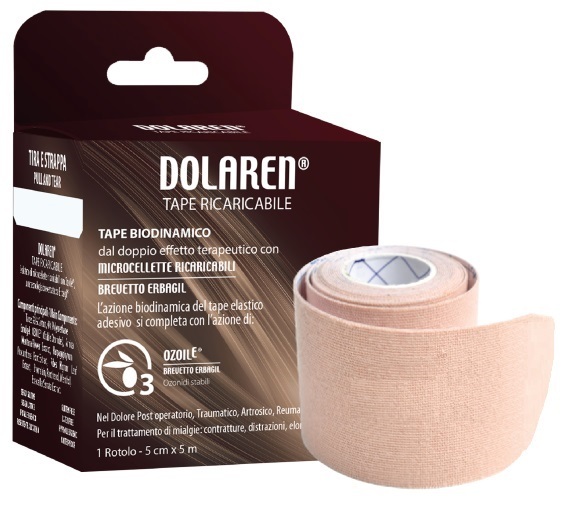 Erbagil Beige Dolaren Tape Ricaricabile Cerotto Terapeutico Per Dolori Muscolari E Articolari Rotolo 5X5m - Immagine 5