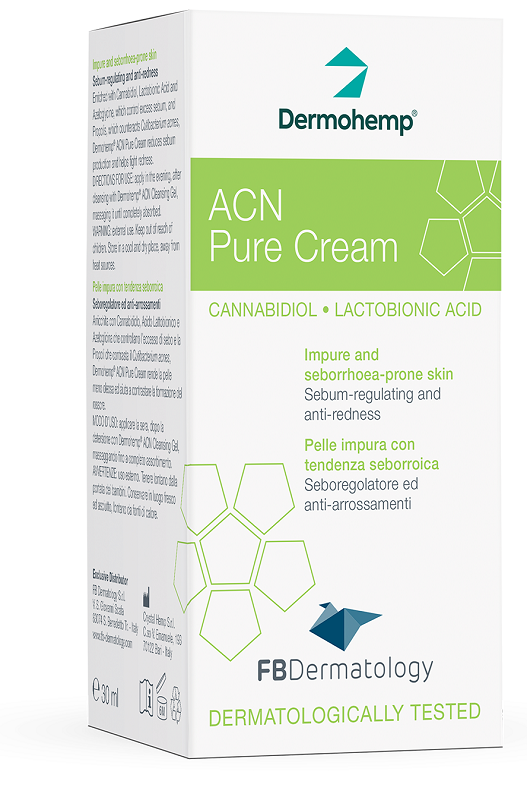 Fb Dermatology Crema Viso Dermohemp Acn Pure Cream Per Pelle Grassa, 30Ml - Immagine 3