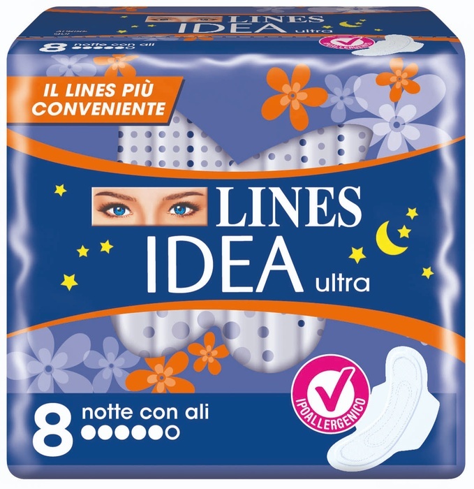 Lines Idea Ultra Assorbente Notte Con Ali Per Protezione Notturna 8 Pezzi - Immagine 4