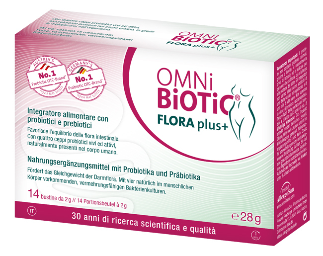 OMNi BiOTiC FLORA PLUS Integratore probiotico e prebiotico vegano senza glutine 14 bustine - Immagine 3