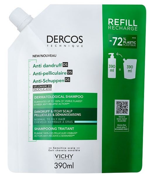 Vichy Unisex Dercos Dt Shampoo Antiforfora Ds Capelli Da Normali A Grassi 390Ml - Shampoo Antiforfora - Immagine 4