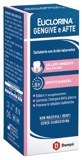 DOMPé Euclorina Gengive E Afte - Collutorio Per infiammazioni del cavo orale con Acido Ialuronico 200 ml - Immagine 5