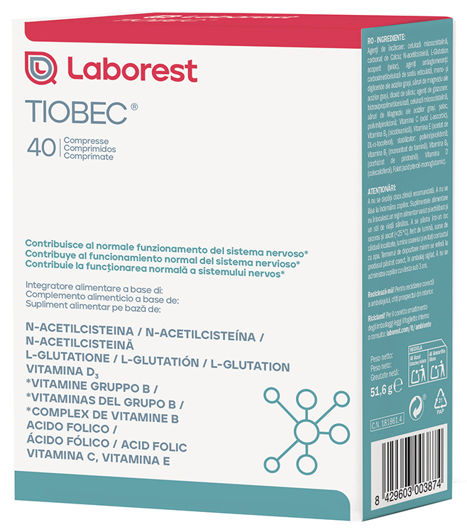 Tiobec Integratore Alimentare con N-Acetilcisteina e Vitamine B1 B3 B6 C D3 E 40 Compresse - TIOBEC - Immagine 4