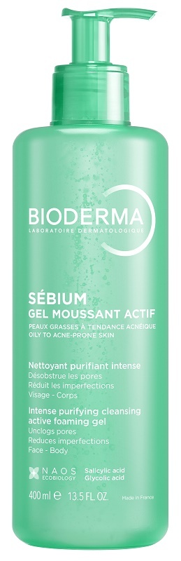 Bioderma Sebium Gel Moussant Actif Detergente Attivo Per Pelle Grassa E Acneica 400Ml - Immagine 3