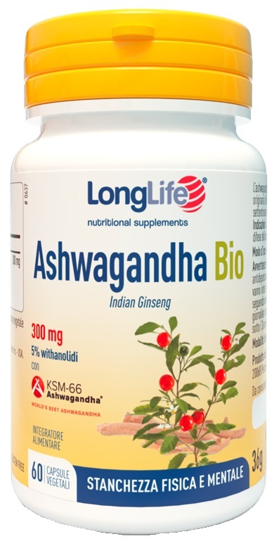 LongLife Ashwagandha Bio KSM-66 Integratore Tonico-Adattogeno Biologico Vegan 60 Capsule Vegetali - LongLife - Immagine 3