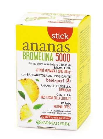 Ananas Bromelina 5000 - Integratore per il drenaggio, il microcircolo e la digestione 20 Stick - Immagine 5