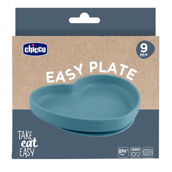 Chicco piatto cuore in silicone azzurro 9m+ - Immagine 3