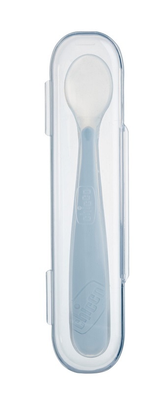 Chicco (Artsana Spa) Grigio Chicco Softly Spoon Cucchiaio Morbido In Silicone 6 M+ Con Custodia - Immagine 4