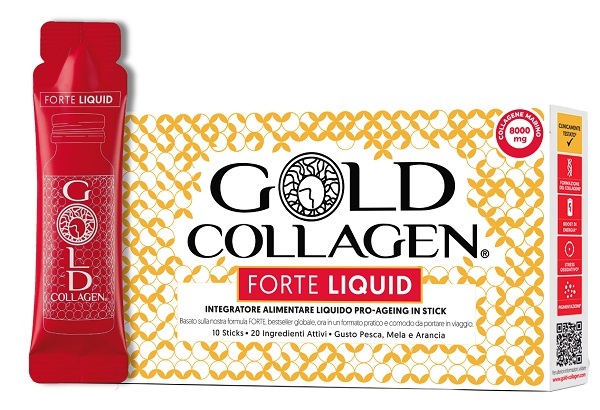 Minerva Research Labs Pesca/Nero Integratore Gold Collagen Forte Liquid, 10 Stick - Immagine 3